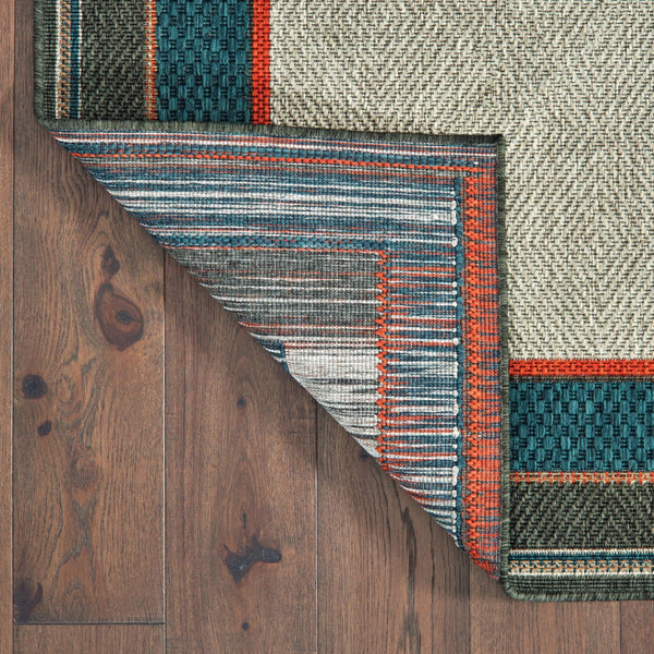 HomeRoots 5' Blue and Gray Stain Resistant Indoor/Outdoor Area Rug - Durable, Stylish, and Easy to Clean 7'10" x 10' 507674