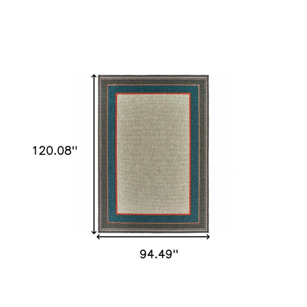 HomeRoots 5' Blue and Gray Stain Resistant Indoor/Outdoor Area Rug - Durable, Stylish, and Easy to Clean 7'10" x 10' 507674