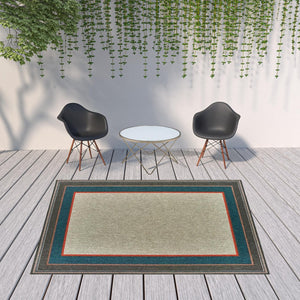 HomeRoots 5' Blue and Gray Stain Resistant Indoor/Outdoor Area Rug - Durable, Stylish, and Easy to Clean 7'10" x 10' 507674