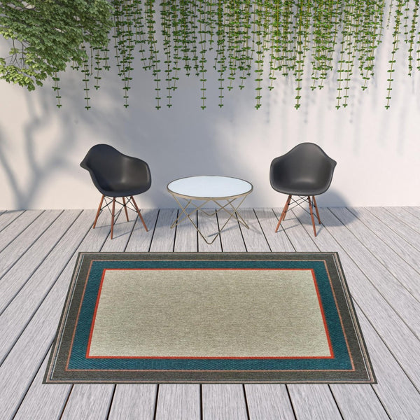 HomeRoots 5' Blue and Gray Stain Resistant Indoor/Outdoor Area Rug - Durable, Stylish, and Easy to Clean 7'10" x 10' 507674