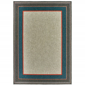 HomeRoots 5' Blue and Gray Stain Resistant Indoor/Outdoor Area Rug - Durable, Stylish, and Easy to Clean 9'10" x 12'10" 507675