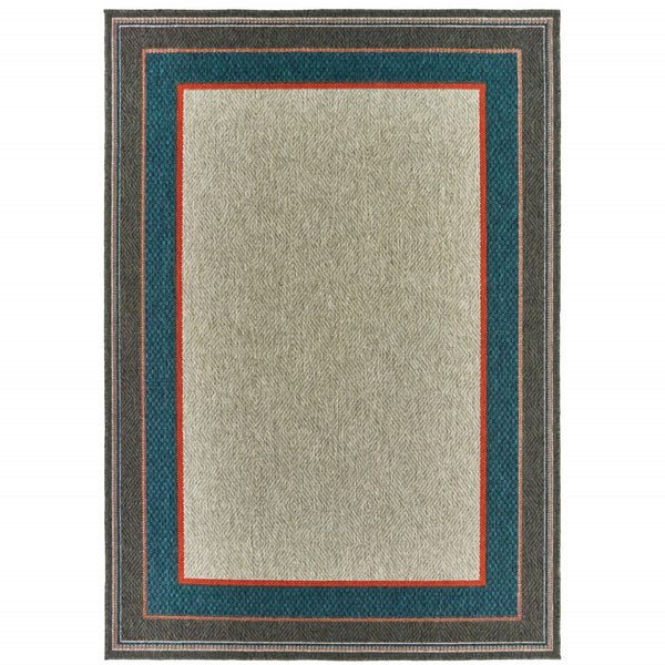 HomeRoots 5' Blue and Gray Stain Resistant Indoor/Outdoor Area Rug - Durable, Stylish, and Easy to Clean 9'10" x 12'10" 507675