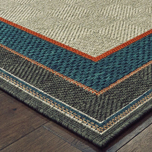 HomeRoots 5' Blue and Gray Stain Resistant Indoor/Outdoor Area Rug - Durable, Stylish, and Easy to Clean 9'10" x 12'10" 507675