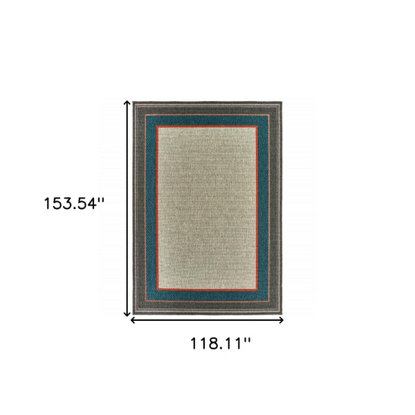 HomeRoots 5' Blue and Gray Stain Resistant Indoor/Outdoor Area Rug - Durable, Stylish, and Easy to Clean 9'10" x 12'10" 507675