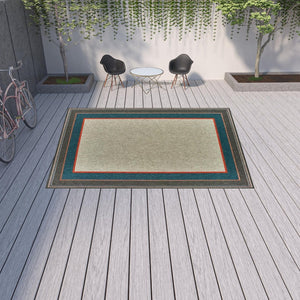 HomeRoots 5' Blue and Gray Stain Resistant Indoor/Outdoor Area Rug - Durable, Stylish, and Easy to Clean 9'10" x 12'10" 507675