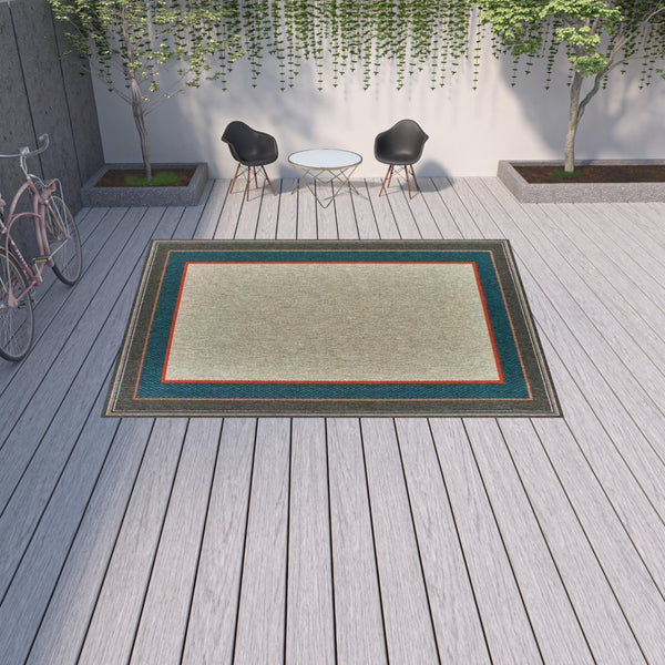 HomeRoots 5' Blue and Gray Stain Resistant Indoor/Outdoor Area Rug - Durable, Stylish, and Easy to Clean 9'10" x 12'10" 507675