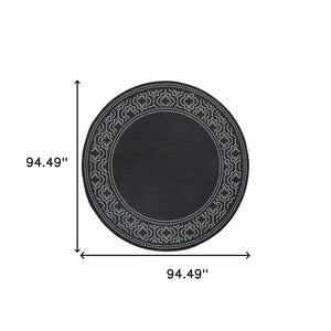 Homeroots 8' X 8' Black And Ivory Round Stain Resistant Indoor Outdoor Area Rug Black,Ivory Polypropylene 507684