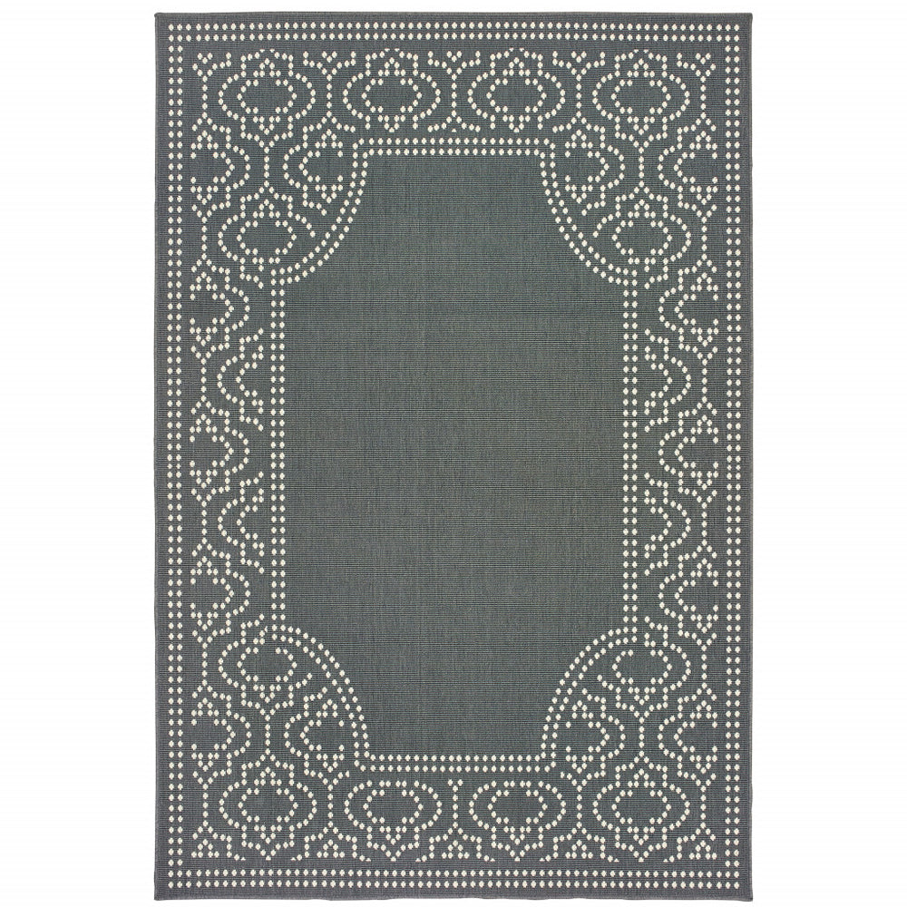 Homeroots 4' X 6' Stain Resistant Indoor Outdoor Area Rug - Stylish, Durable, Perfect For Homes With Kids & Pets! Grey,Ivory Polypropylene 507688