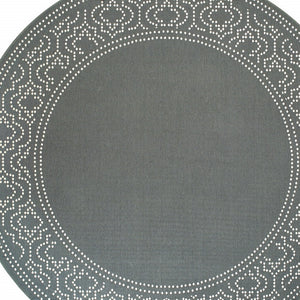 Homeroots 8' X 8' Gray And Ivory Round Stain Resistant Indoor Outdoor Area Rug Grey,Ivory Polypropylene 507693