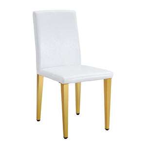 English Elm Set of 4 White Pu Leather Dining Chairs with Black Steel Legs for Modern Interiors W1151P269053