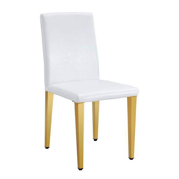 English Elm Set of 4 White Pu Leather Dining Chairs with Black Steel Legs for Modern Interiors W1151P269053