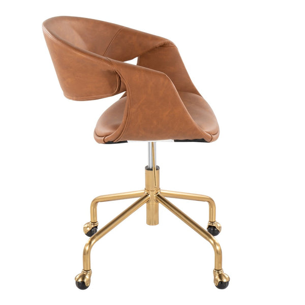 English Elm Task Chair with Chrome Five Star Base Grey Fabric Seat for Modern Home Office Use Camel,Gold B202P474186