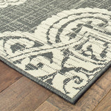 Homeroots 5' X 8' Gray And Ivory Oriental Stain Resistant Indoor Outdoor Area Rug Grey,Ivory Polypropylene 507716