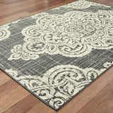 Homeroots 5' X 8' Gray And Ivory Oriental Stain Resistant Indoor Outdoor Area Rug Grey,Ivory Polypropylene 507716