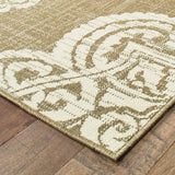 Homeroots 5' X 8' Tan Oriental Stain Resistant Indoor Outdoor Area Rug Tan,Ivory Polypropylene 507725