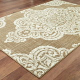 Homeroots 5' X 8' Tan Oriental Stain Resistant Indoor Outdoor Area Rug Tan,Ivory Polypropylene 507725