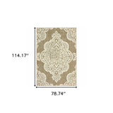 Homeroots 7' X 10' Tan Oriental Stain Resistant Indoor Outdoor Area Rug Tan,Ivory Polypropylene 507726