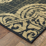 Homeroots 5' X 8' Black And Tan Oriental Stain Resistant Indoor Outdoor Area Rug Black,Tan Polypropylene 507734