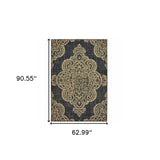 Homeroots 5' X 8' Black And Tan Oriental Stain Resistant Indoor Outdoor Area Rug Black,Tan Polypropylene 507734