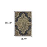 Homeroots 7' X 10' Black And Tan Oriental Stain Resistant Indoor Outdoor Area Rug Black,Tan Polypropylene 507735