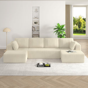 English Elm Sy247-2s-bge Modular Sectional Sofa Terrycloth Upholstery Reversible Layout Living Room W487P236071