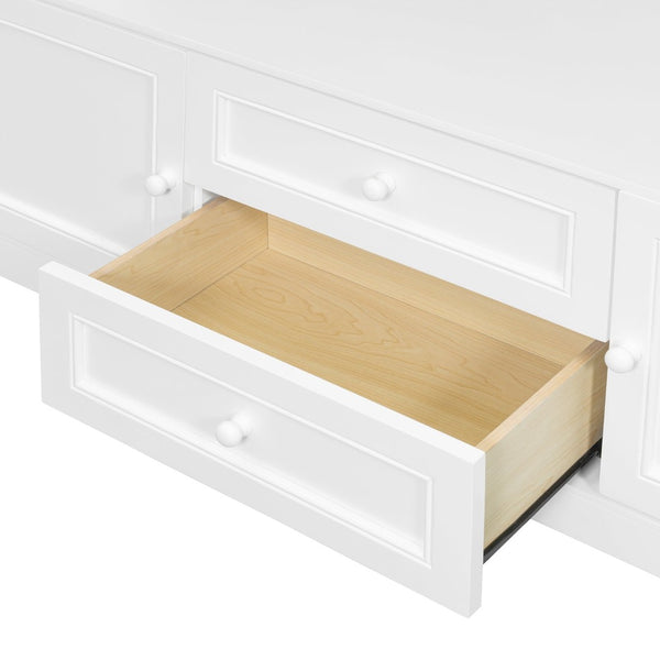 English Elm Twin Murphy Wall Bed with Integrated Tv Stand Open Shelving and Cabinet Storage LP000768AAK