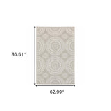 Homeroots 5' X 7' Gray And Ivory Geometric Stain Resistant Indoor Outdoor Area Rug  Polypropylene 507771