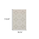 Homeroots 7' X 9' Gray And Ivory Geometric Stain Resistant Indoor Outdoor Area Rug  Polypropylene 507772