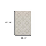 Homeroots 8' X 10' Gray And Ivory Geometric Stain Resistant Indoor Outdoor Area Rug  Polypropylene 507773