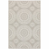 Indoor Outdoor Geometric Area Rug - Stain Resistant, Gray & Ivory Design for Versatile Spaces