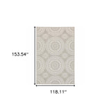 Homeroots 10' X 13' Gray And Ivory Geometric Stain Resistant Indoor Outdoor Area Rug  Polypropylene 507774