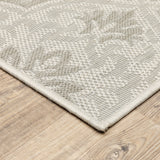 Homeroots 5' X 7' Gray And Ivory Floral Stain Resistant Indoor Outdoor Area Rug  Polypropylene 507777