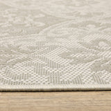 Homeroots 5' X 7' Gray And Ivory Floral Stain Resistant Indoor Outdoor Area Rug  Polypropylene 507777