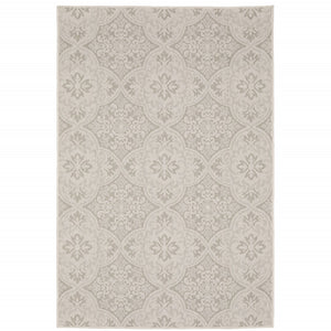 HomeRoots 7' Timeless Gray and Ivory Floral Area Rug - Stain Resistant for Indoor and Outdoor Elegance 7'10" x 10' 507779