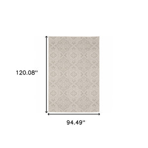 HomeRoots 7' Timeless Gray and Ivory Floral Area Rug - Stain Resistant for Indoor and Outdoor Elegance 7'10" x 10' 507779