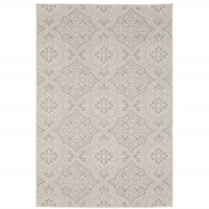 Homeroots 8' X 10' Gray And Ivory Floral Stain Resistant Indoor Outdoor Area Rug  Polypropylene 507779