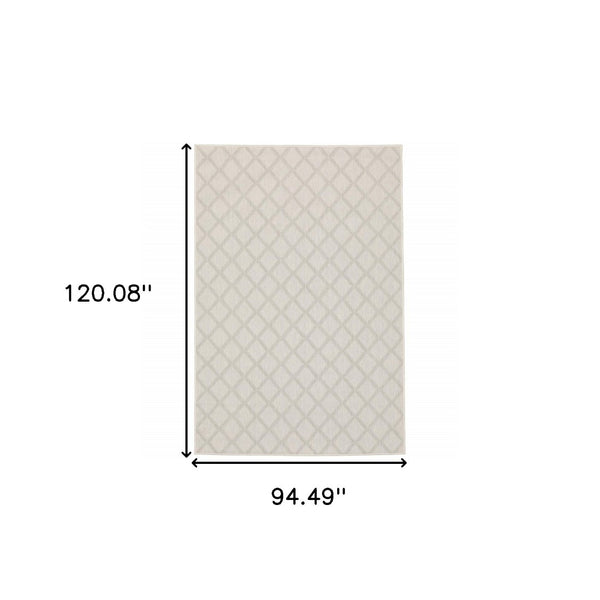 HomeRoots 7' Modern Geometric Gray and Ivory Area Rug - Stain Resistant Indoor Outdoor Design for Versatile Style 7'10" x 10' 507785