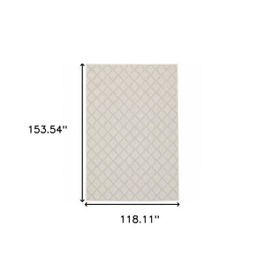 HomeRoots 7' Modern Geometric Gray and Ivory Area Rug - Stain Resistant Indoor Outdoor Design for Versatile Style 9'10" x 12'10" 507786