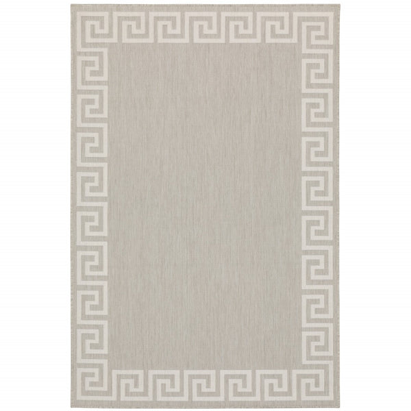 HomeRoots 7' Gray and Ivory Stain Resistant Area Rug - Stylish, Durable, Easy-Care Design for Indoor & Outdoor Use 7'10" x 10' 507791