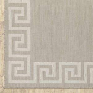 HomeRoots 7' Gray and Ivory Stain Resistant Area Rug - Stylish, Durable, Easy-Care Design for Indoor & Outdoor Use 9'10" x 12'10" 507792