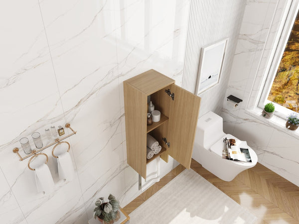 English Elm 12 Inch Wall Mounted Oak Storage Cabinet Soft Close Door for Bathroom or Study W1972P457945