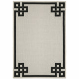 Indoor Outdoor Area Rug - Stain Resistant Beige and Black Design for Homes with Kids & Pets