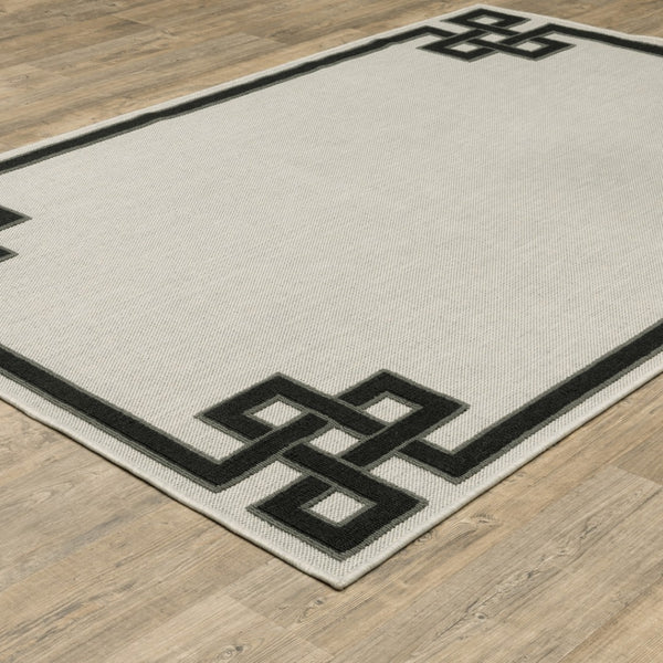 HomeRoots 5' X 7' Beige and Black Stain-Resistant Area Rug for Indoor and Outdoor Spaces – Durable Style! 7'10" x 10' 507814