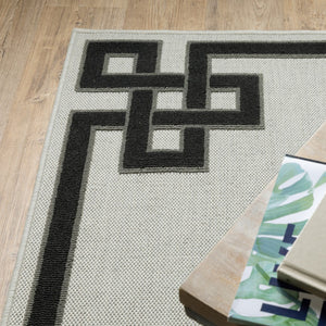 HomeRoots 5' X 7' Beige and Black Stain-Resistant Area Rug for Indoor and Outdoor Spaces – Durable Style! 7'10" x 10' 507814