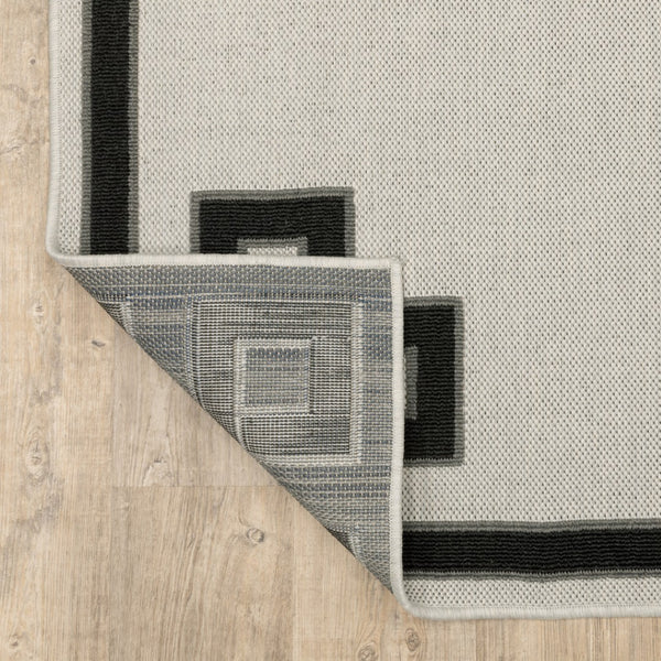 HomeRoots 5' X 7' Beige and Black Stain-Resistant Area Rug for Indoor and Outdoor Spaces – Durable Style! 9'10" x 12'10" 507815