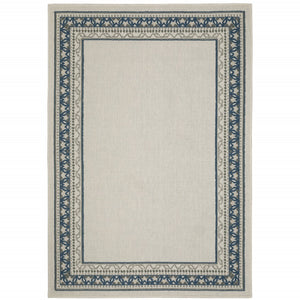 HomeRoots 5' Durable Blue and Beige Stain Resistant Indoor/Outdoor Area Rug for Easy Maintenance and Style 5'3" x 7'3" 507827