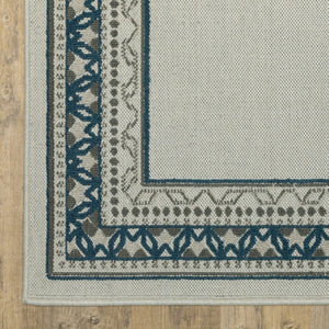 HomeRoots 5' Durable Blue and Beige Stain Resistant Indoor/Outdoor Area Rug for Easy Maintenance and Style 9'10" x 12'10" 507830