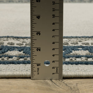 HomeRoots 5' Durable Blue and Beige Stain Resistant Indoor/Outdoor Area Rug for Easy Maintenance and Style 9'10" x 12'10" 507830