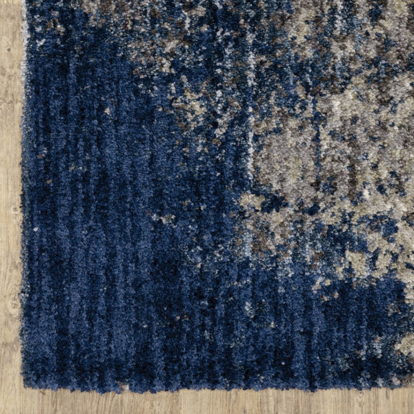 HomeRoots 8' Blue and Gray Abstract Shag Runner Rug - Stylish, Soft, Stain-Resistant Design for Hallways and Corridors 8' Runner 507831