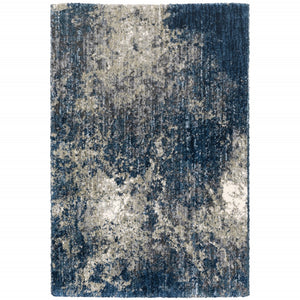HomeRoots 8' Blue and Gray Abstract Shag Runner Rug - Stylish, Soft, Stain-Resistant Design for Hallways and Corridors 5' X 8' 507833
